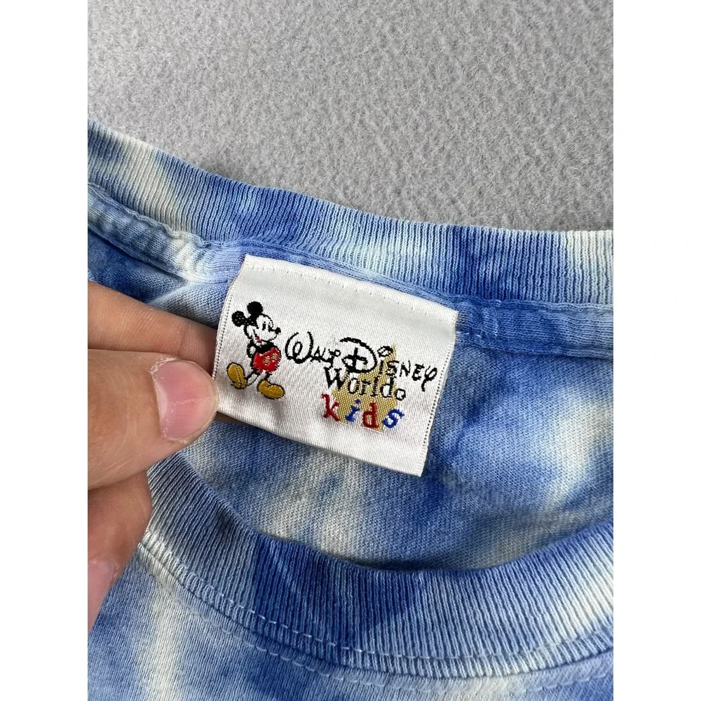 Vintage Y2K Walt Disney World Kids Tie Dye Blue/White Mickey Kids Size (Large)
